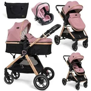 BEBELISSIMO - Poussette combinée trio 3 en 1 - siège auto 0m - nacelle - dès la naissance - jusqu’à 22kg - Nicea - rose pas cher