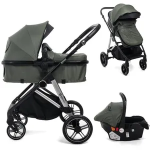 BEBELISSIMO - Poussette combinée trio 3 en 1 - siège auto 0+ CAVO nacelle dès la naissance jusqu’à 22kg - vert pas cher