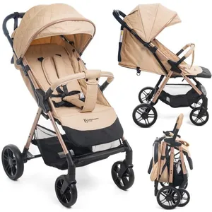 Bebelissimo - Poussette Bébé Canne Ultra Compacte Légère Pliage à Une Main Noix - beige pas cher