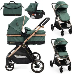 BEBELISSIMO - Poussette combinée trio 3 en 1 - siège auto 0+ IRIS nacelle dès la naissance jusqu’à 22kg - vert pas cher