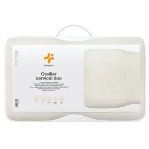 Oreiller Ergonomique Cervical DUO PREMIUM - Inphysio - avec taie d'oreiller rafraîchissante ICE FraîcheTouch, 60 x 35 x 12/10 cm pas cher