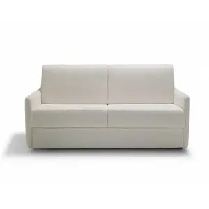 HOMIFAB Canapé convertible 3 places en tissu bouclé écru - Ouverture express - Couchage quotidien - Matelas HD 140 x 190 - Sienne