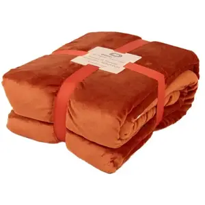 Plaid Sherpa Flanelle 480gsm 150x200 Terracotta pas cher