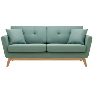 HOGA - Canapé scandinave 3 places et 2 coussins vert deau pas cher