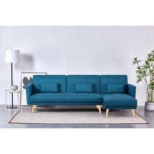 CONCEPT USINE Canapé d'angle réversible et convertible bleu canard grace