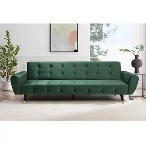 Comparateur de prix : Concept-Usine Ontario Velours Vert - Canapé Convertible 3 Places Vert