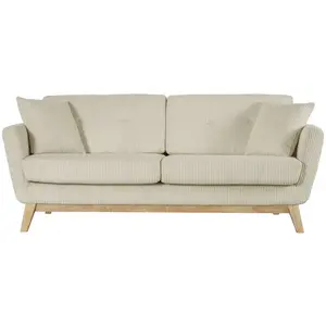 CONCEPT USINE Hoga Velours Côtelé Beige Canapé Scandinave 3 Places + 2 Coussins