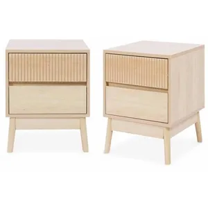 Lot de 2 tables de chevet deux tiroirs - SWEEEK - Linear - Bois - Pin massif pas cher