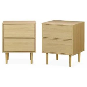 Tables de chevet en bois naturel - SWEEEK - Mika - 2 tiroirs - L 48 x l 40 x H 59cm pas cher