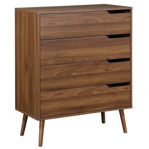 SWEEEK Commode décor bois de noyer. 4 tiroirs. pieds en pin massif pas cher