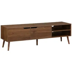 SWEEEK Meuble TV décor bois de noyer. 2 portes. 1 étagère. 160cm pas cher