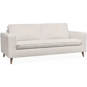 SWEEEK Canapé lit 3 places ivoire avec matelas 12cm d'épaisseur. fabriqué en France