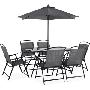 sweeek - Tuintafel met 6 stoelen en 1 parasol, antraciet pas cher