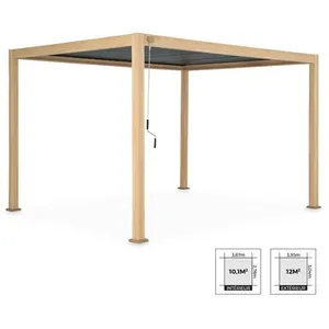 SWEEEK Pergola Bioclimatique coloris bois clair Triomphe 3x4m. aluminium. à lames orientablesVendu parcdiscount