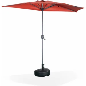 SWEEEK Parasol de balcon Ø250cm CALVI Demi-parasol droit. mât en aluminium avec manivelle d ouverture. toile terracotta pas cher