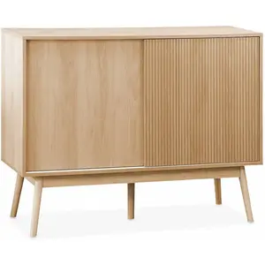 SWEEEK Buffet de rangement décor bois. 2 portes coulissantes L 115 x l 39.5 x H 90cm - Linear pas cher