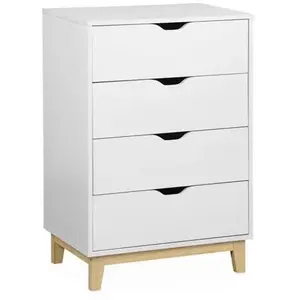 SWEEEK Commode blanche scandinave - Floki - pieds en bois de sapin. 4 tiroirs. 60x40x90cm pas cher