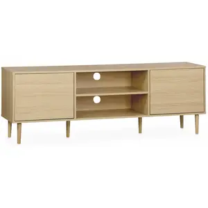 SWEEEK Meuble TV décor bois - Mika - 2 niveaux. 3 étagères. 2 portes. L 160 x l 40 x H 56cm pas cher
