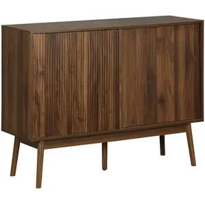 SWEEEK Buffet de rangement décor bois de noyer. 2 portes coulissantes L 115 x l 39.5 x H 90cm - Linear pas cher