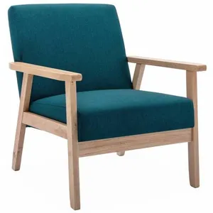 SWEEEK Fauteuil scandinave en bois et tissu bleu pétrole. Isak. L 64 x P 69.5 x H 73cm pas cher