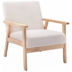 SWEEEK Fauteuil scandinave en bois et tissu bouclette. Isak. L 64 x P 69.5 x H 73cm pas cher