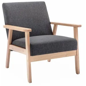 SWEEEK Fauteuil scandinave en bois et tissu gris foncé. Isak. L 64 x P 69.5 x H 73cm