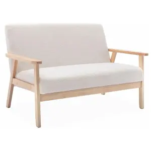 SWEEEK Banquette canapé en bois et tissu bouclette. Isak. L 114 x P 69.5 x H 73cm pas cher