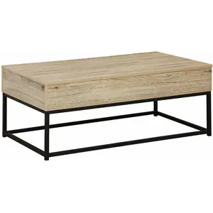 SWEEEK Table basse industrielle effet bois plateau relevable Loft pas cher
