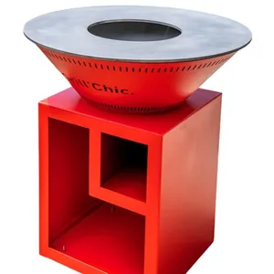 GRILL'CHIC Brasero Classique Aluminium 103 Rouge Double Cuve pas cher