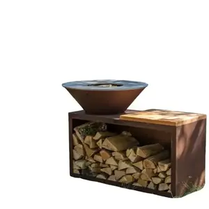Braséro Barbecue - GRILL'CHIC - Le Traditionnel 80x90 - Acier corten - Surface de cuisson 0,45m2