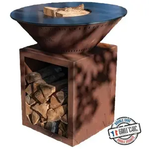Braséro Barbecue Le Classique 80x90 corten DOUBLE CUVE - GRILL'CHIC - FABRICATION FRANÇAISE
