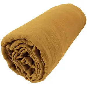 Drap housse - CDaffaires - Jaune safran - 140 x 190 cm - Bonnet 30 cm - Gaze de coton bio