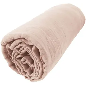 Drap housse - INTEX DECO - 140x190cm - Gaze de coton bio - Bonnet 30cm - Rose pas cher