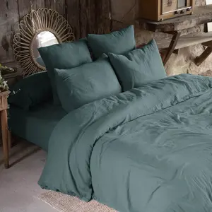 CDaffaires Housse de couette double gaze de coton 220x240 cm Bleu cana...Vendu parcdiscount