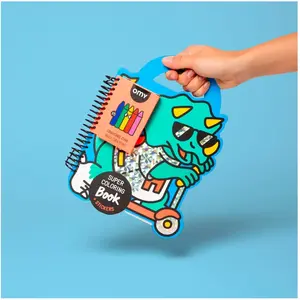OMY - kleurboek - stickerboek - dino - inclusief 5 krijtjes - kleuren en tekenen - kleuren voor onderweg - kleurboek voor kinderen
