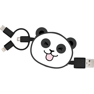 Câble trio YELLO KOKO USB vers USB-C/Micro/Ligthning 1M Panda pas cher