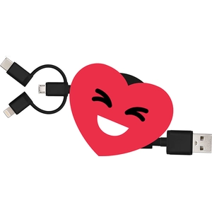 Câble trio YELLO KOKO USB vers USB-C/Micro/Ligthning 1M Coeur pas cher