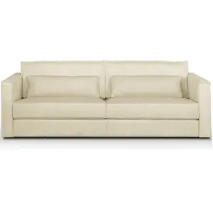 HOMIFAB Canapé Oria 3PL beige côtelé pas cher