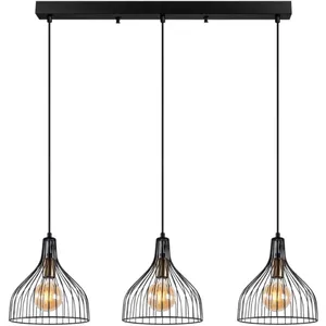 Concept-usine - marie - Plafonnier en métal noir - 3 lampes pas cher