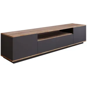 Meuble TV - TYRO - Concept Usine - contemporain - 180 x 44x 44 cm - couleur gris et bois pas cher