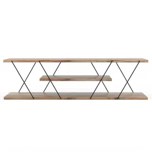 Meuble TV - CONCEPT USINE - Design Contemporain - Noyer - Métal - 120x30x33 cm pas cher