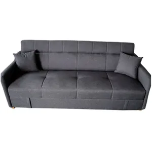 CONCEPT USINE ADARE - Canapé convertible avec coffre en tissu gris foncé 3 places pas cher