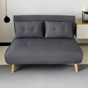 CONCEPT USINE DORIS - Canapé convertible en tissu gris foncé 2 places pas cher