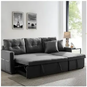 CONCEPT USINE MALMO - Canapé d'angle 4 places convertible gris pas cher