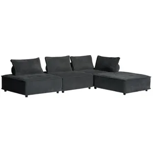 Concept-Usine Canapé D'angle 4 Places Gris Foncé Stava