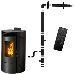 Poêle à granulés étanche Azora 116 kW Noir Sannover + Kit d installati... pas cher
