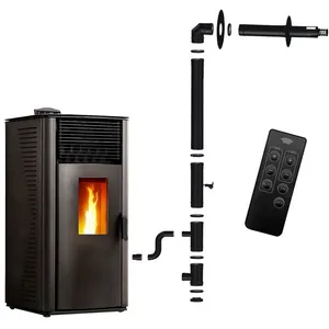 Poêle à granulés étanche Anita 12 kW Noir Sannover + Kit dinstallation pas cher