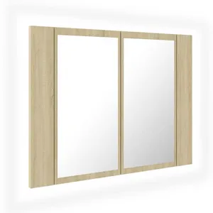 VIDAXL Armoire à miroir/Armoire de bain - UU - avec LED - Chêne sonoma 60x12x45 Acrylique m50 pas cher