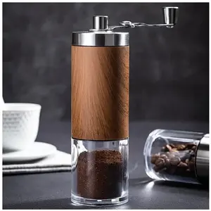 Moulin à café manuel - Portable en acier inoxydable avec manivelle en céramique conique et mouture réglable pas cher