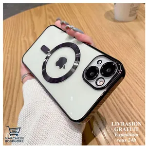 Coque magnétique premium iPhone 14 Noir Fine & antichoc pas cher